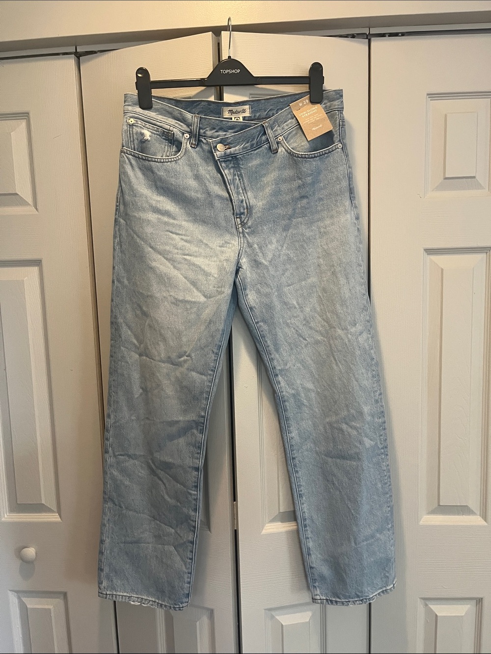 NWT Madewell Cross Button up fly  Pale Blue Straight-Leg Jeans
